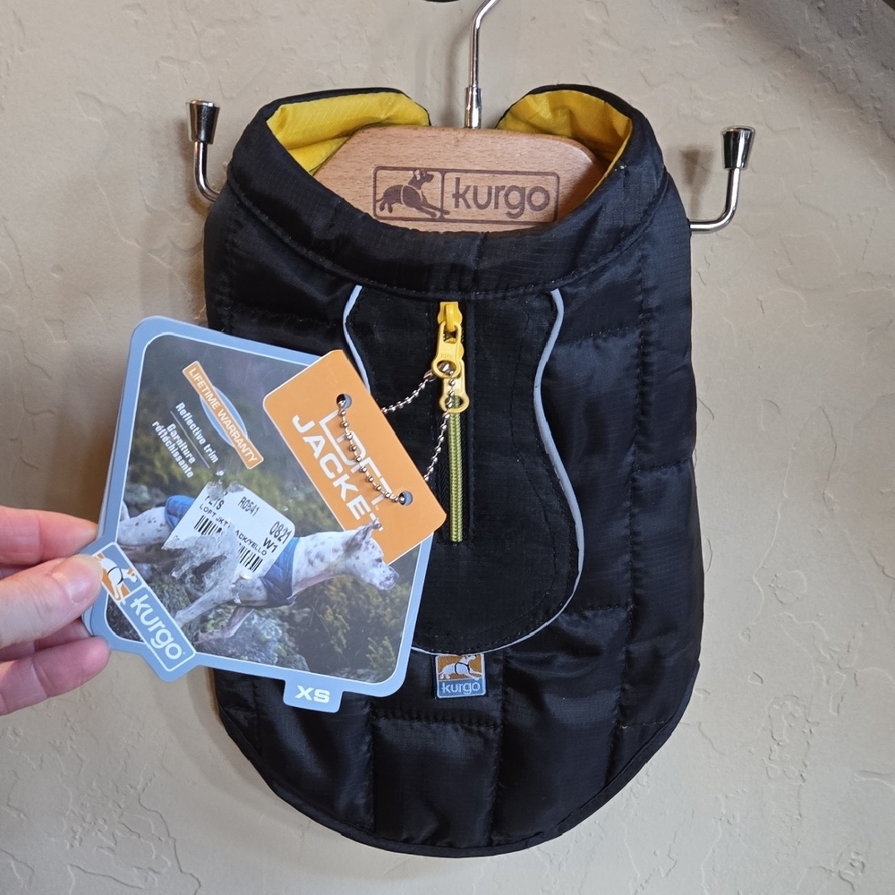 Kurgo Black Dog Jacket with Yellow Trim